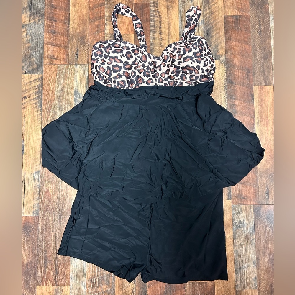 Leopard Print and Black Women's Swimsuit
